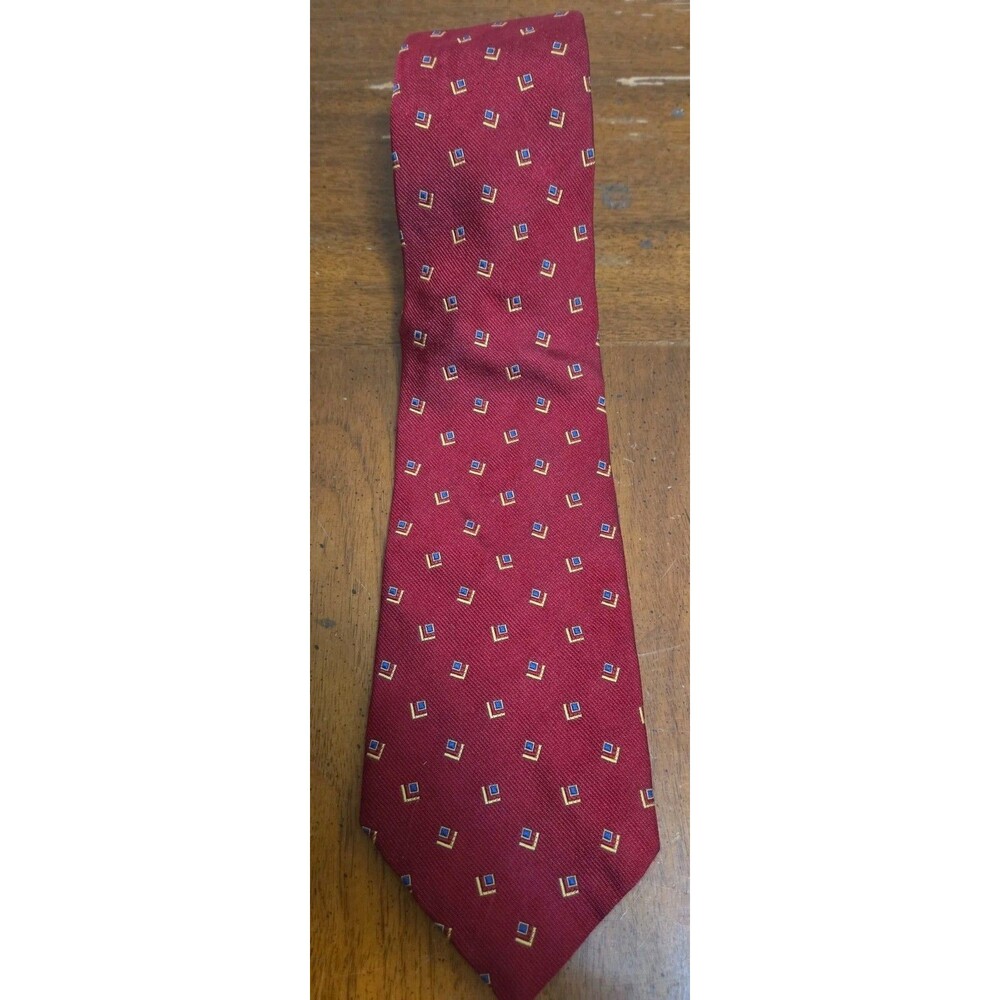 Lauren Ralph Lauren Tie Geometric Design Red Made in USA